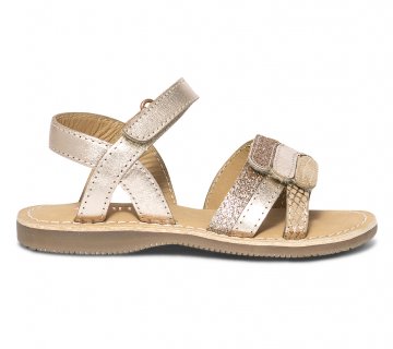 Sandale rose cuivré en cuir à scratchs