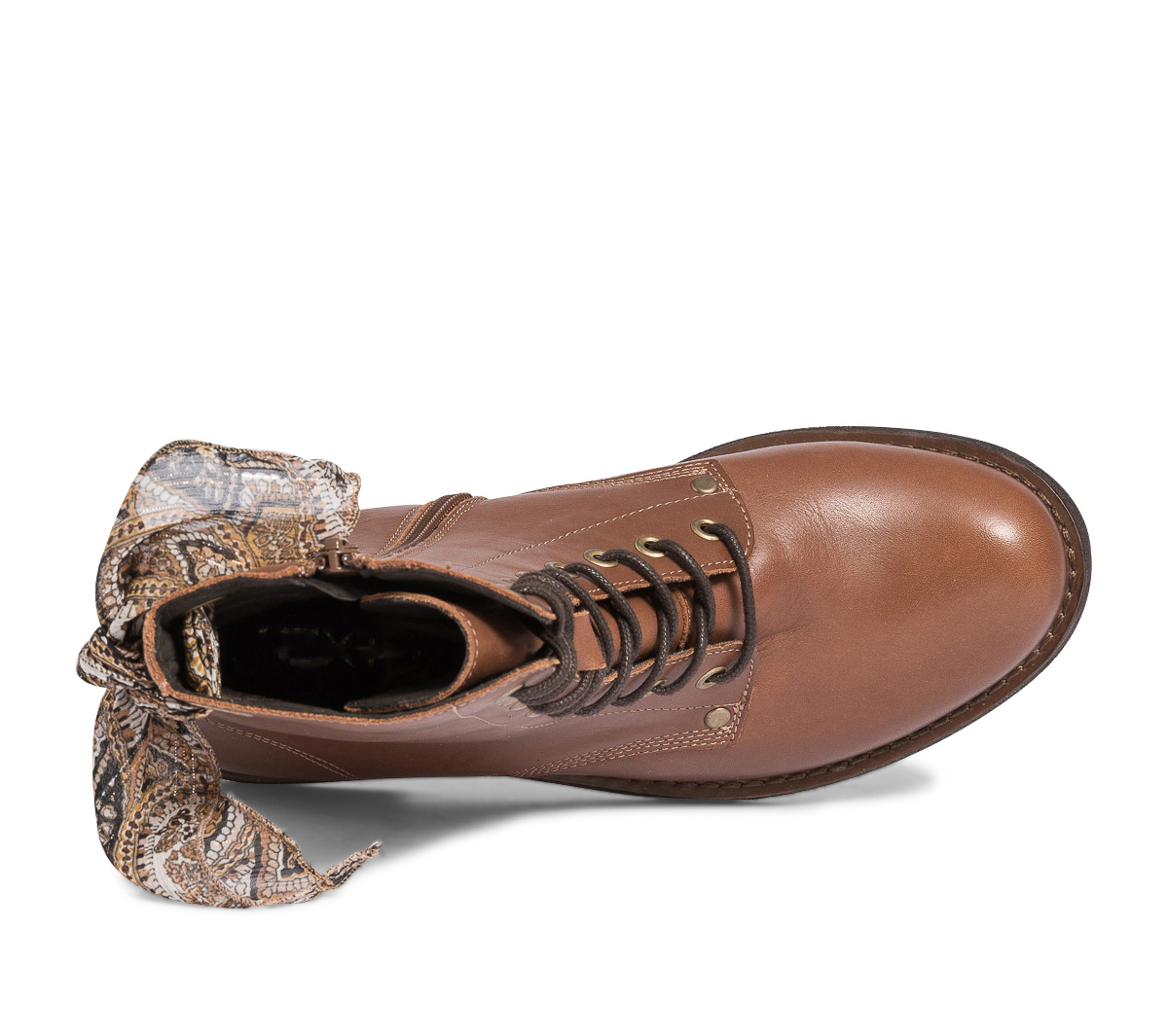 Bottine TEXTO camel en cuir à nœud imprimé