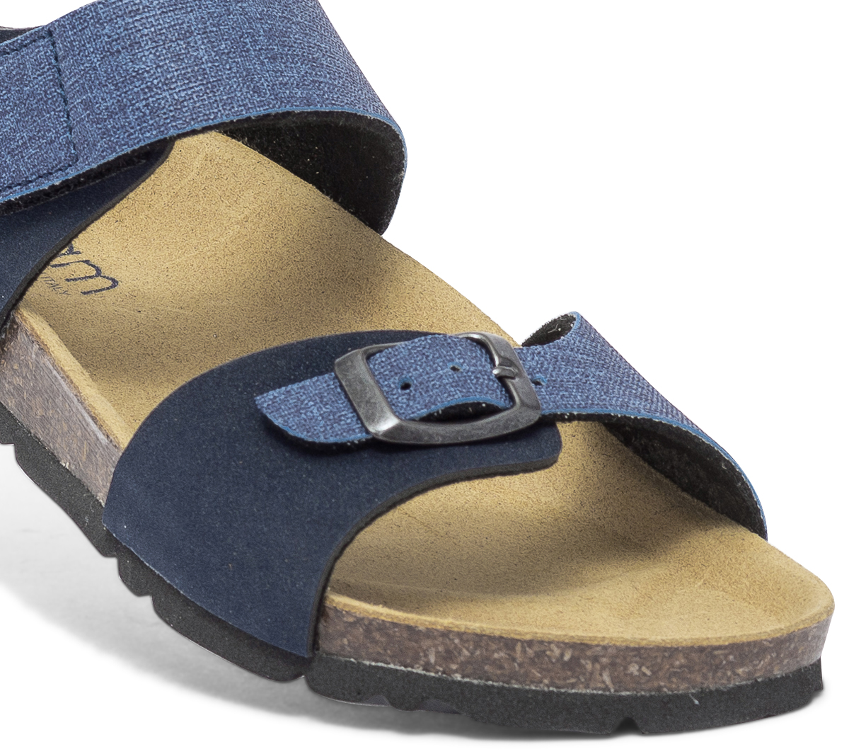 Sandale anatomique bleu marine et bleu effet denim