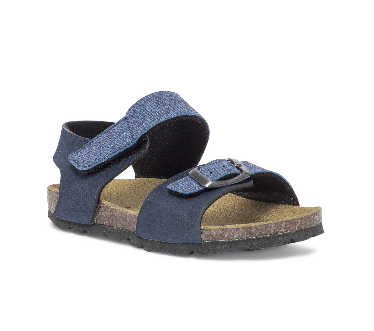Sandale anatomique bleu marine et bleu effet denim