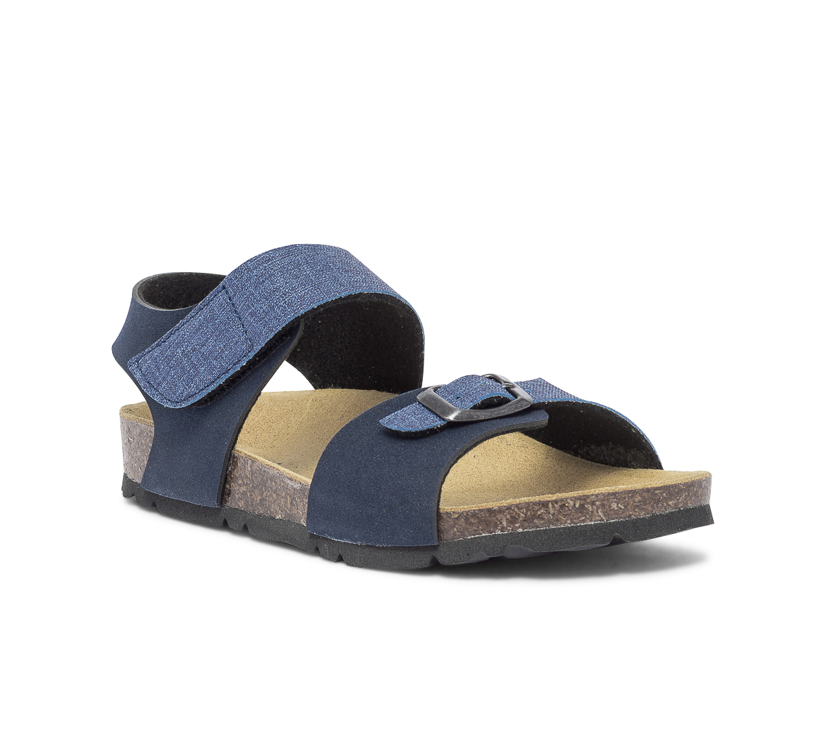 Sandale anatomique bleu marine et bleu effet denim