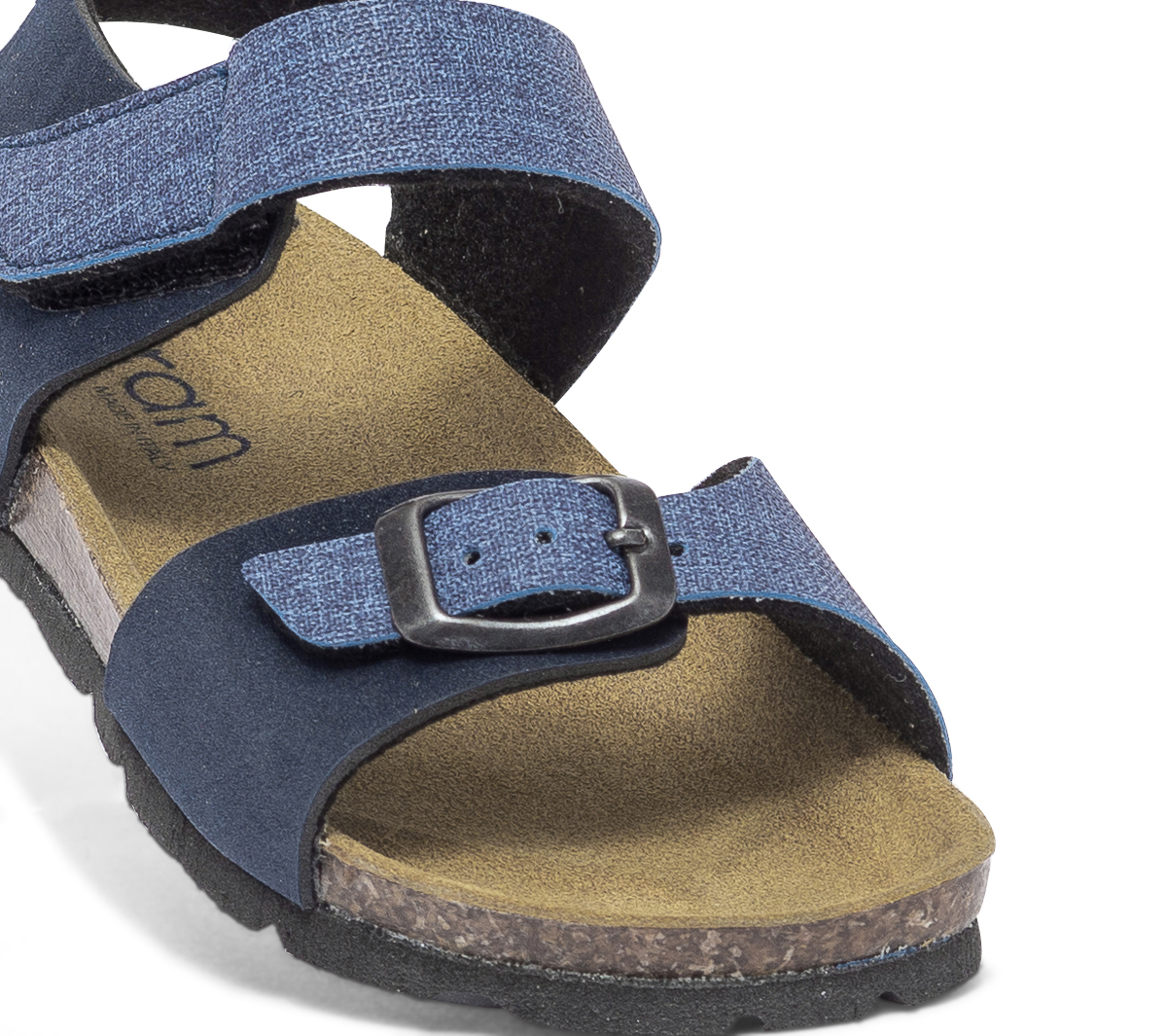 Sandale anatomique bleu marine et bleu effet denim
